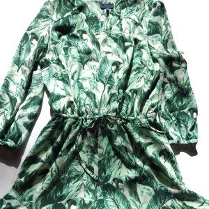 Dressy Romper/ Kaari Blue/Green Tropical Print/ Size M
